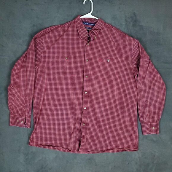 Wrangler George Strait Shirt Mens 2XL Red Check Long Sleeve Western Button Up - Picture 1 of 13